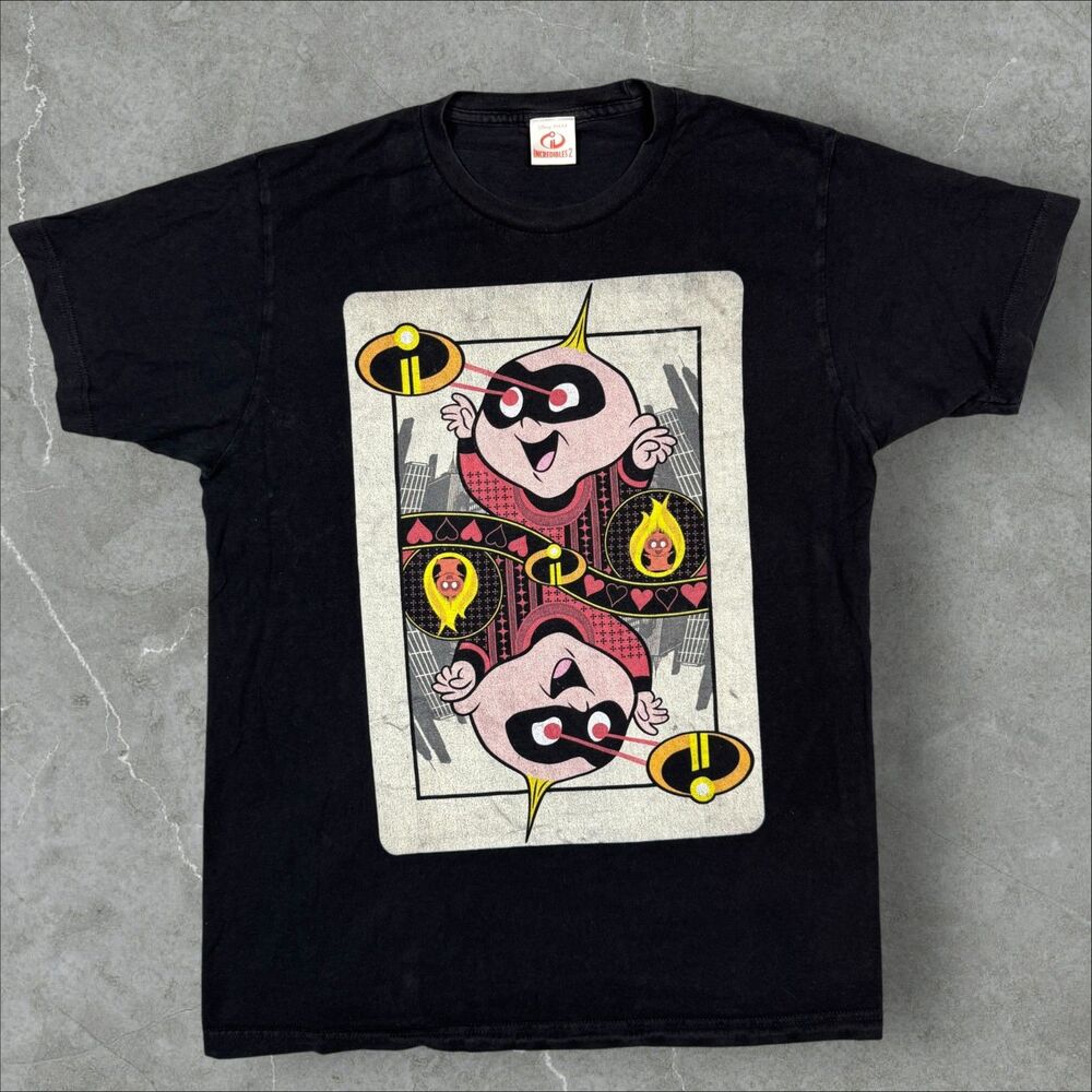 Incredibles 2 Jack Jack Playing Card Laser Eyes Hearts & Fire Shirt - Med/Large